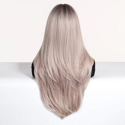 Layered Silver Blonde synthetic layered lace front wig | Milk &amp; Honey Wigs