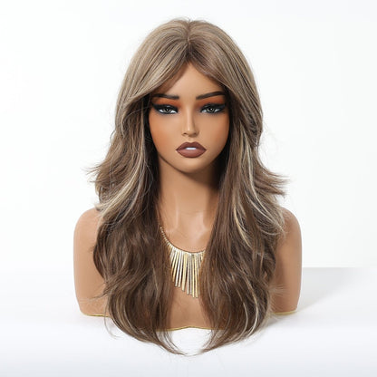 Light Brown Ash Blonde Highlights synthetic lace front wig | Milk &amp; Honey Wigs