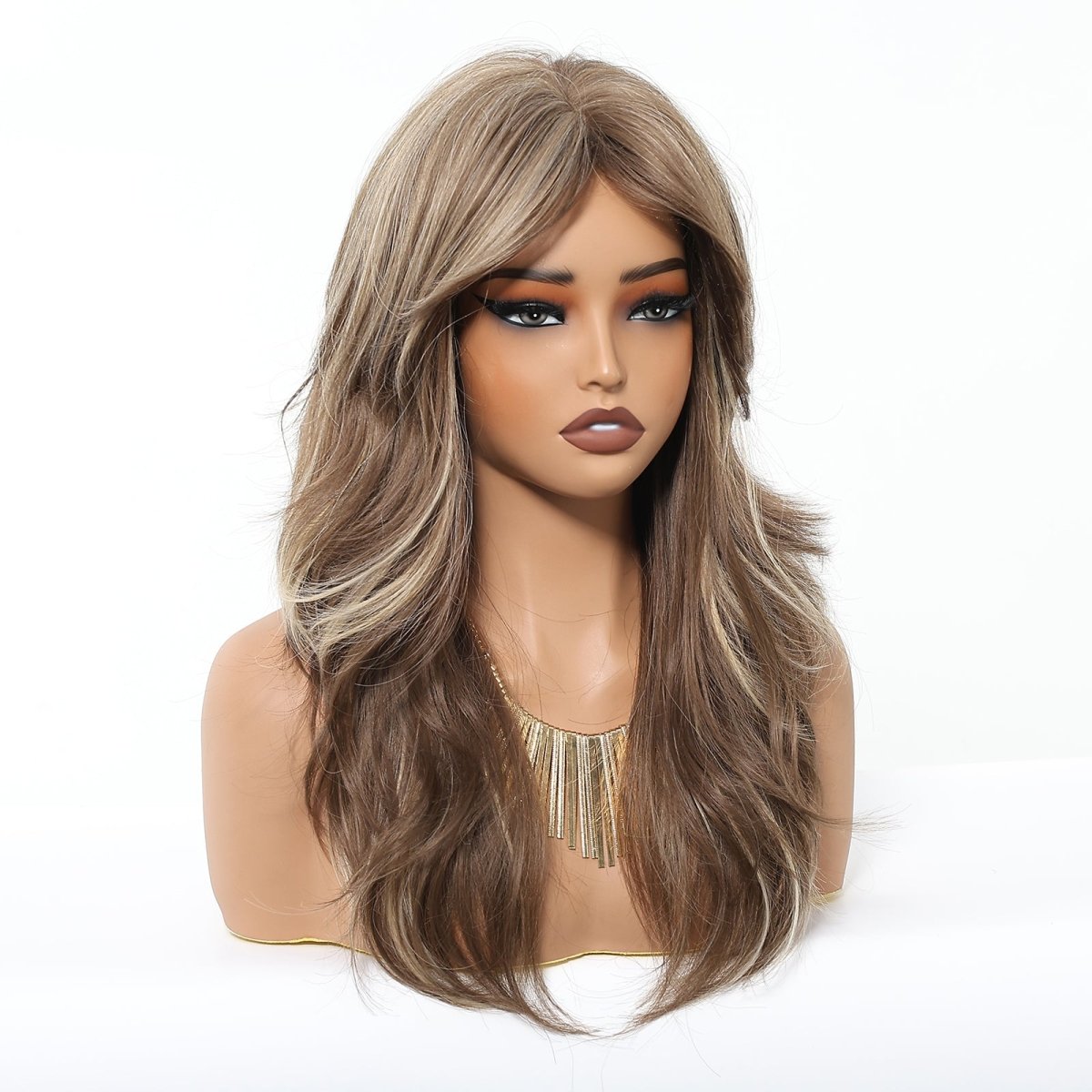 Light Brown with Ash Blonde Highlights Wig - MARKETPLACE | Brown, Fringe, Synthetic Hair | Milk &amp; Honey Wigs