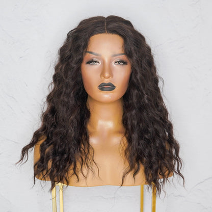 LILY dark brown synthetic wavy lace front wig | Milk &amp; Honey Wigs