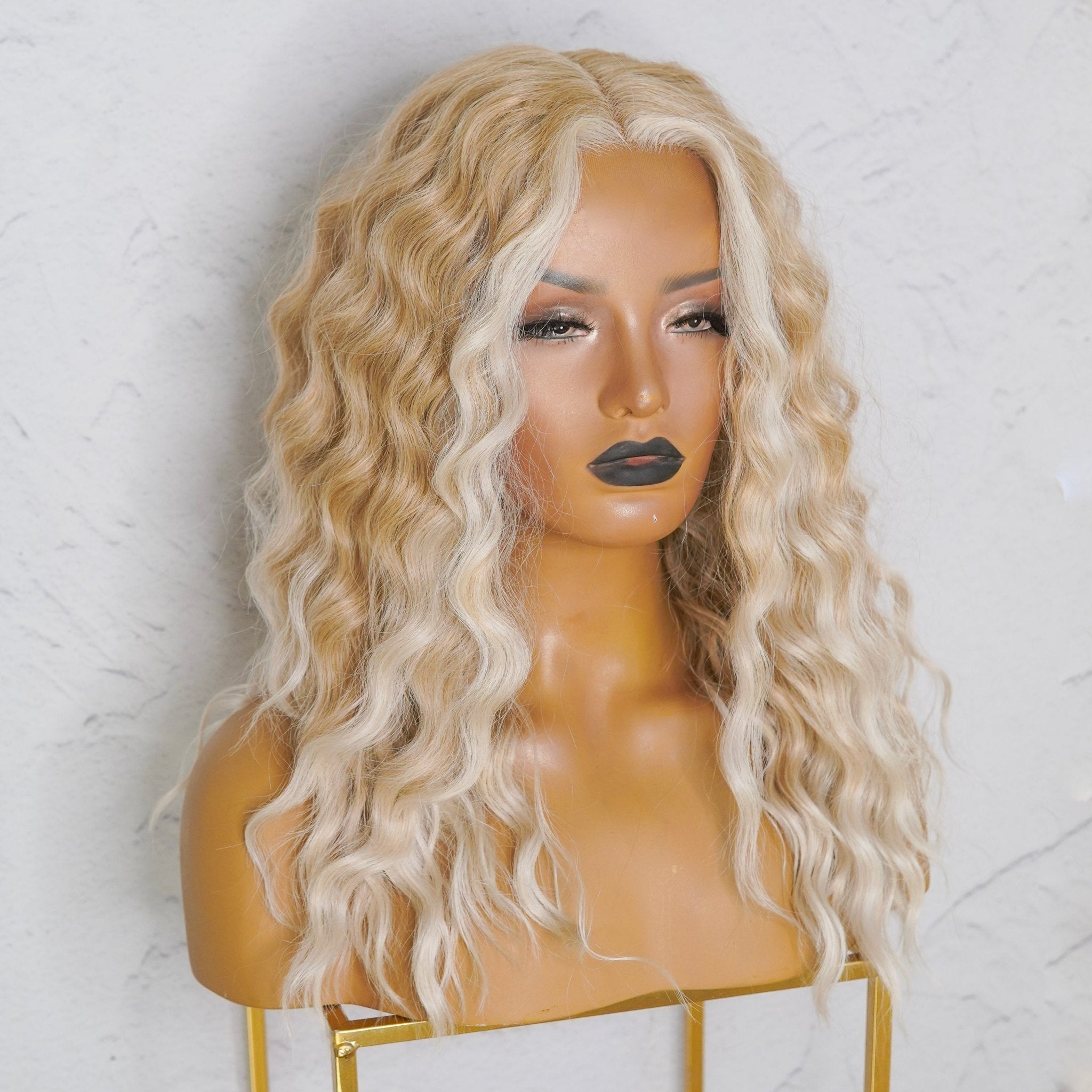 LILY - Short Frosted Blonde - Lace Front Wig | Blonde, 20 Inch, T-Part Lace Front, Synthetic Hair | Milk &amp; Honey Wigs