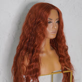 LILY - Auburn - Lace Front Wig | Ginger, 28 Inch+, T-Part Lace Front, Synthetic Hair | Milk & Honey Wigs