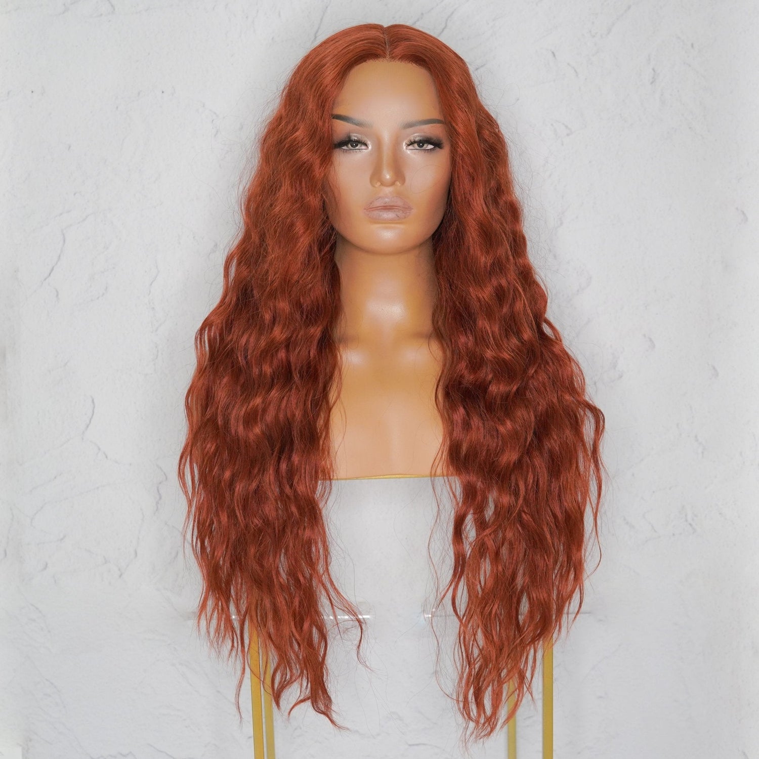 LILY - Auburn - Lace Front Wig | Ginger, 28 Inch+, T-Part Lace Front, Synthetic Hair | Milk &amp; Honey Wigs