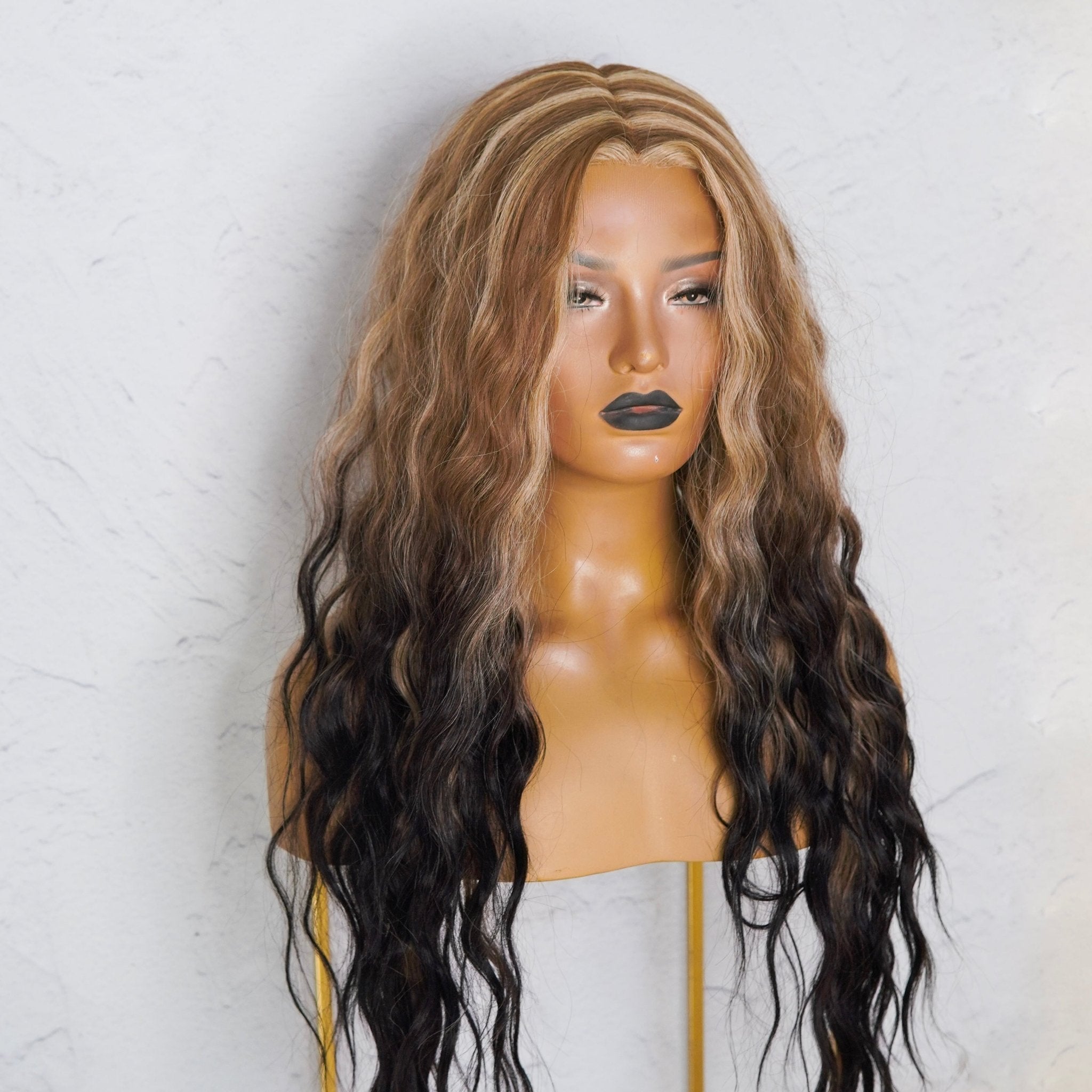 LILY - Inked Lace - Front Wig | Brown, 28 Inch+, T-Part Lace Front, Synthetic Hair | Milk &amp; Honey Wigs