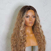 LILY - Ombre - Lace Front Wig | Brown, 28 Inch+, T-Part Lace Front, Synthetic Hair | Milk & Honey Wigs