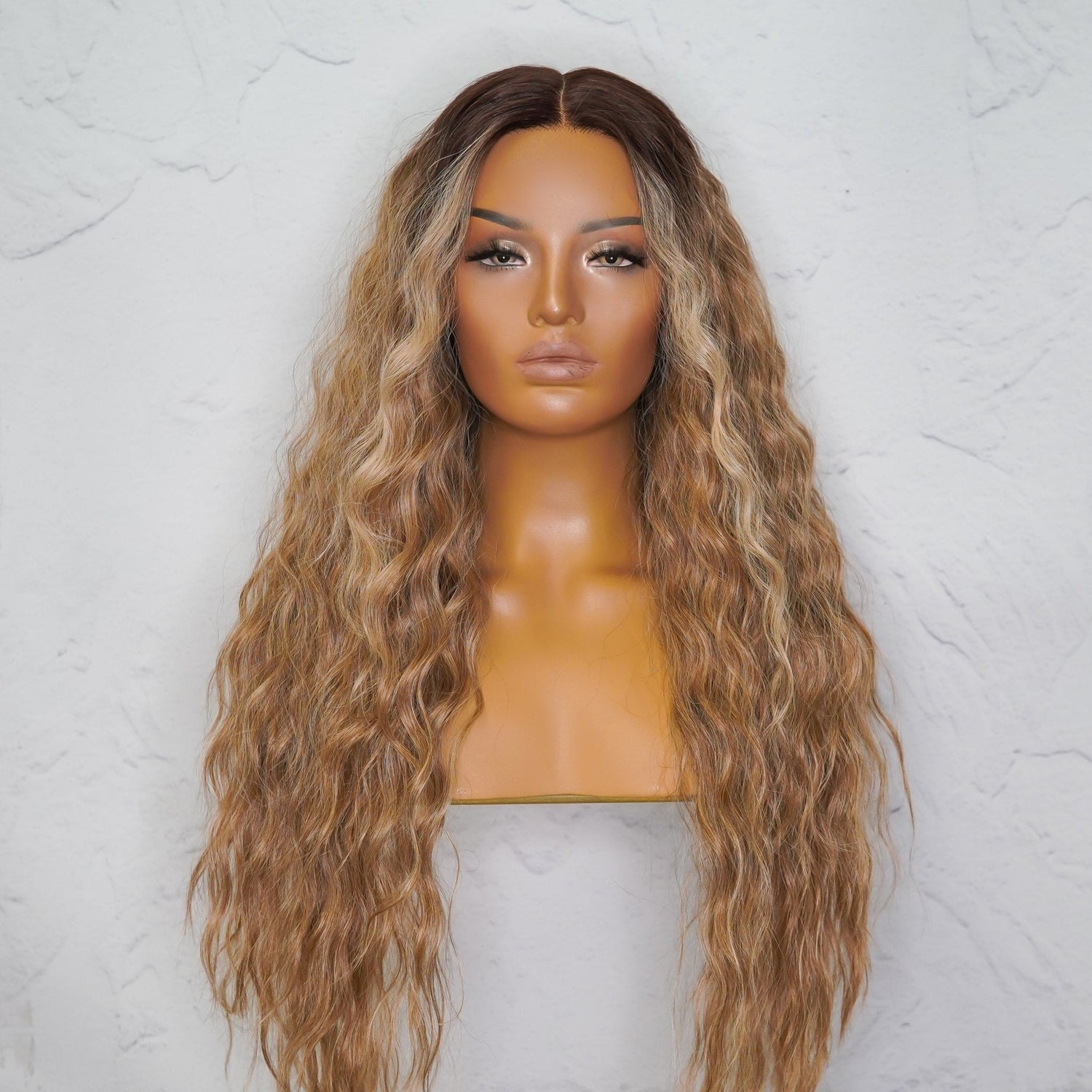 LILY - Ombre - Lace Front Wig | Brown, 28 Inch+, T-Part Lace Front, Synthetic Hair | Milk &amp; Honey Wigs