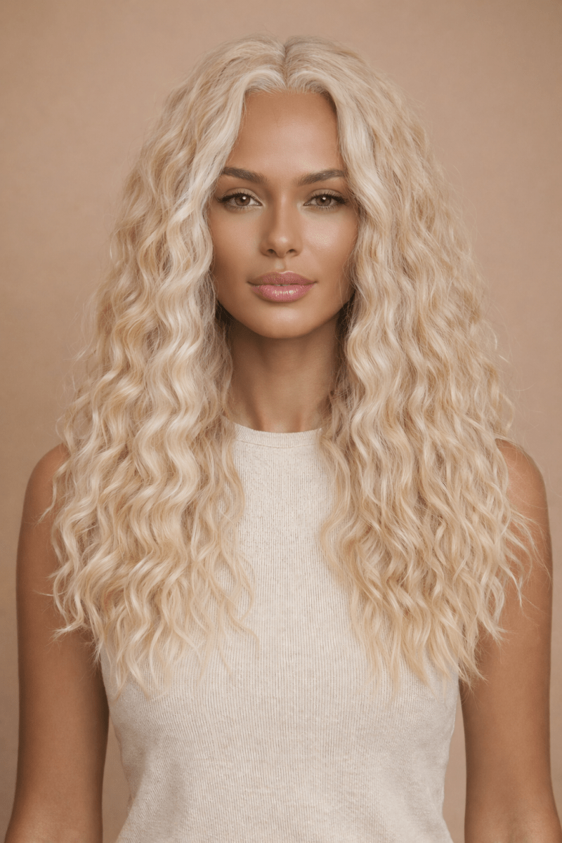 LILY - Short Frosted Blonde - Lace Front Wig | Blonde, 20 Inch, T-Part Lace Front, Synthetic Hair | Milk &amp; Honey Wigs