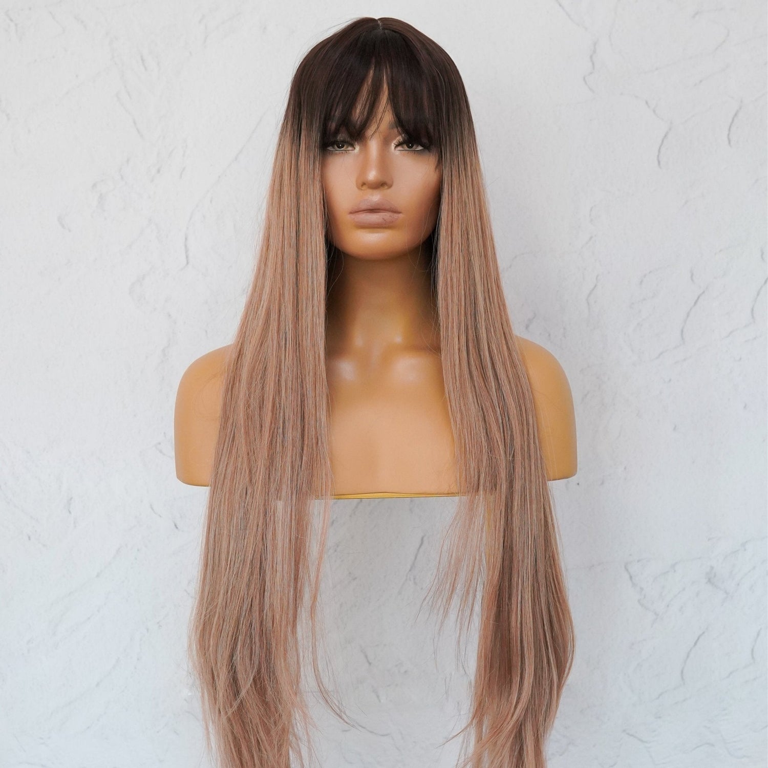 LIRA - Caramel Ombre - Fringe Wig | Brown, 26 Inch, Fringe, Synthetic Hair | Milk &amp; Honey Wigs