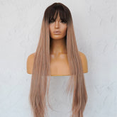 LIRA - Caramel Ombre - Fringe Wig | Brown, 26 Inch, Fringe, Synthetic Hair | Milk & Honey Wigs
