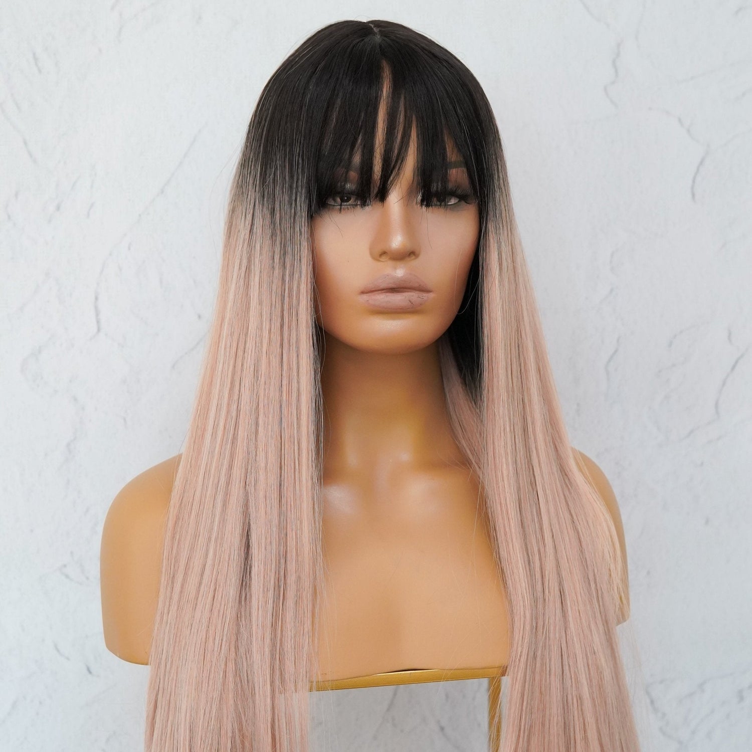 LIRA Dusty Caramel Pink Ombre Fringe Wig | Milk &amp; Honey Wigs