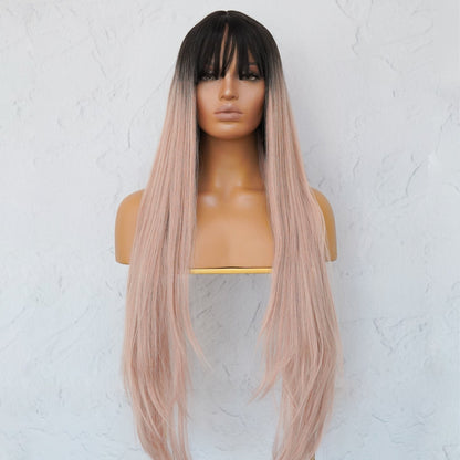 LIRA Dusty Caramel Pink Ombre Fringe Wig | Milk &amp; Honey Wigs
