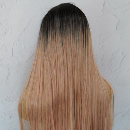 LIRA Dusty Caramel Pink Ombre Fringe Wig | Milk &amp; Honey Wigs