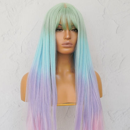 LIRA - Rainbow - Fringe Wig | Rainbow, 26 Inch, Fringe, Synthetic Hair | Milk &amp; Honey Wigs