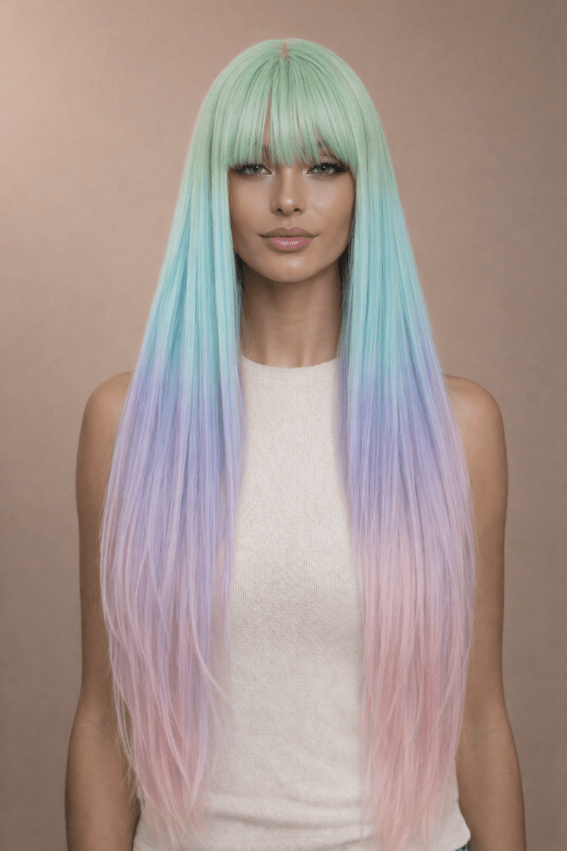 LIRA - Rainbow - Fringe Wig | Rainbow, 26 Inch, Fringe, Synthetic Hair | Milk &amp; Honey Wigs