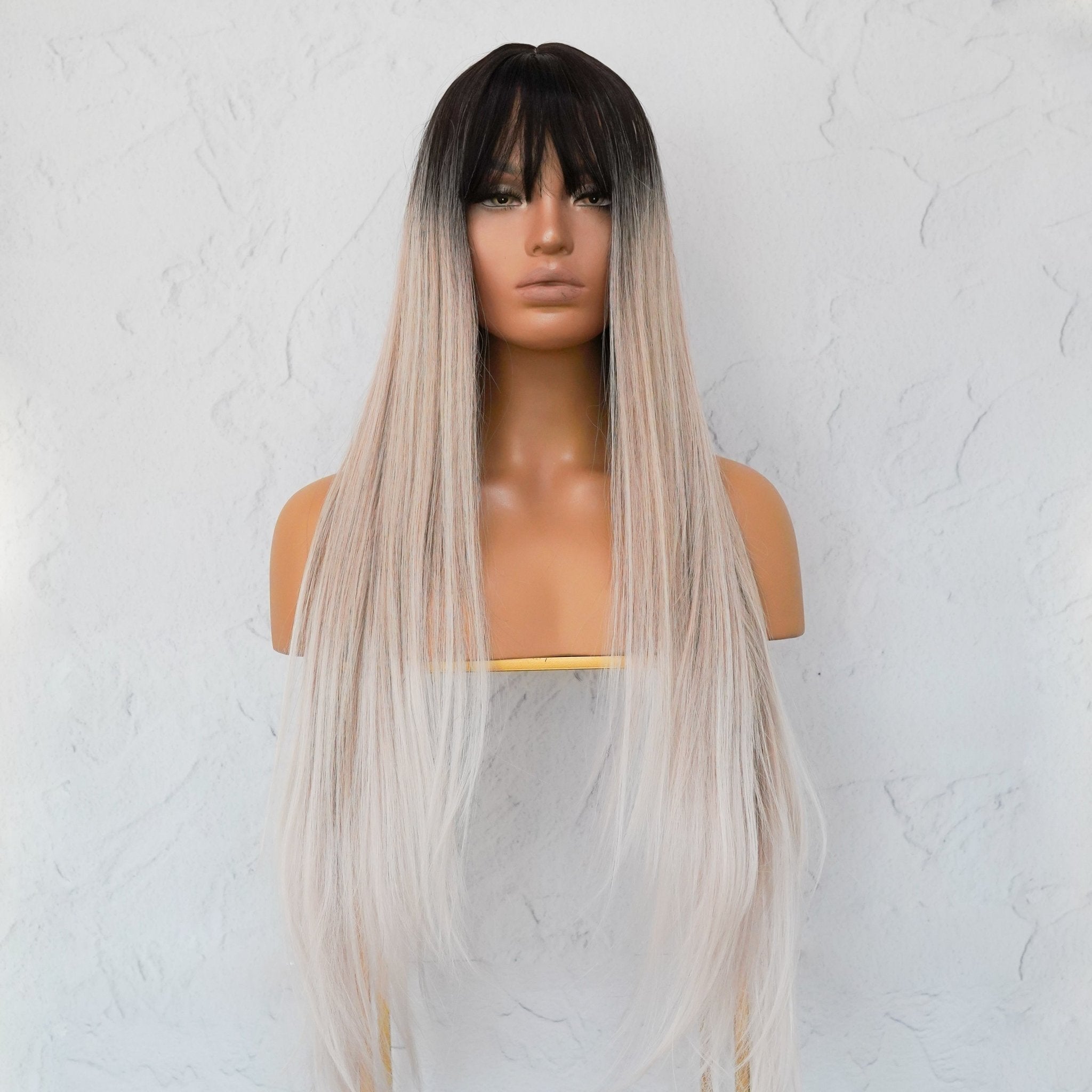 LIRA - Three Tone Ombre - Fringe Wig | Blonde, 26 Inch, Fringe, Synthetic Hair | Milk &amp; Honey Wigs