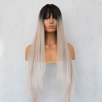 LIRA - Three Tone Ombre - Fringe Wig | Blonde, 26 Inch, Fringe, Synthetic Hair | Milk &amp; Honey Wigs