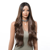 Long Dark Brunette 13x6 Lace Front Wig - MARKETPLACE | Brown, 13x6 Lace Front, Synthetic Hair | Milk & Honey Wigs