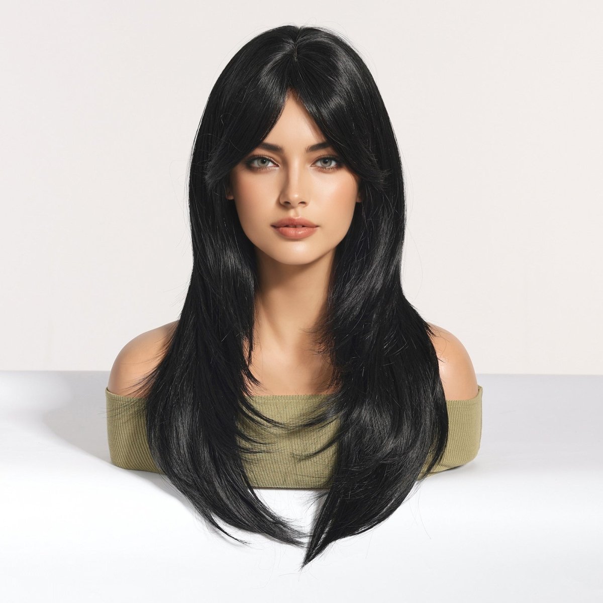 Long Layered Black Wig - MARKETPLACE | Black, Fringe, Synthetic Hair | Milk &amp; Honey Wigs