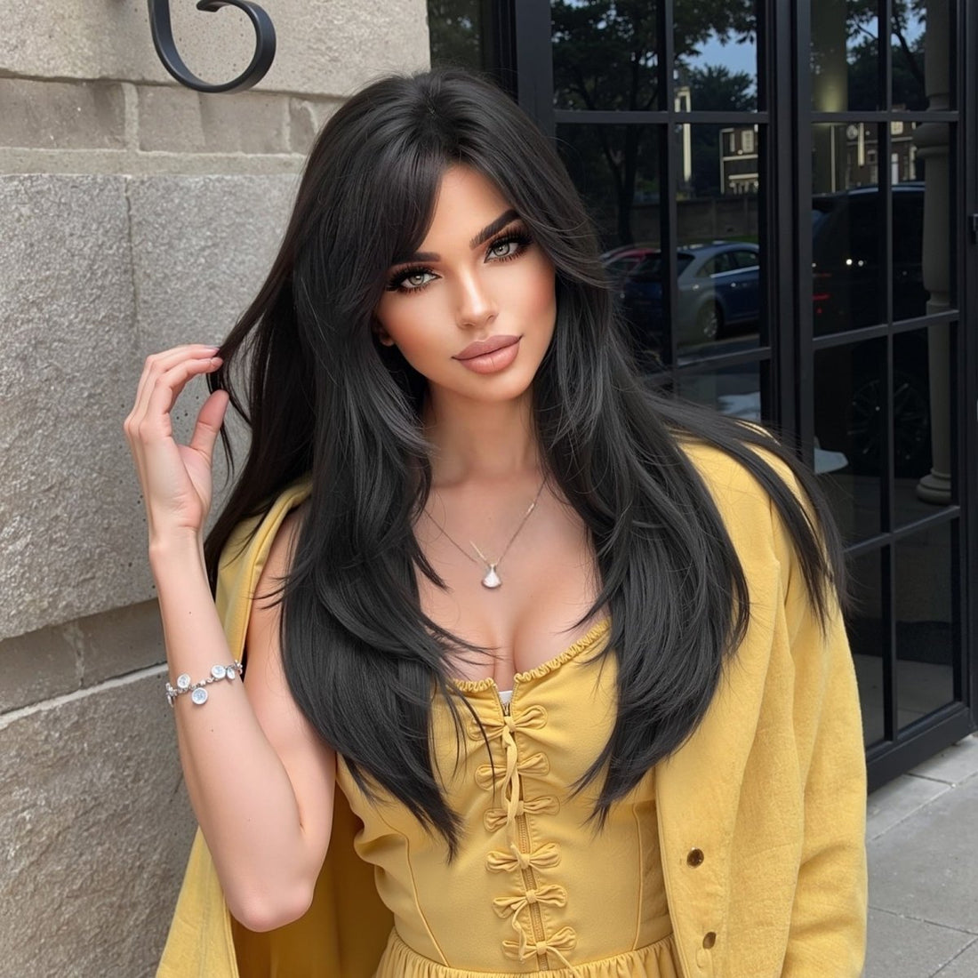 Long Layered Black Wig - MARKETPLACE | Black, Fringe, Synthetic Hair | Milk &amp; Honey Wigs