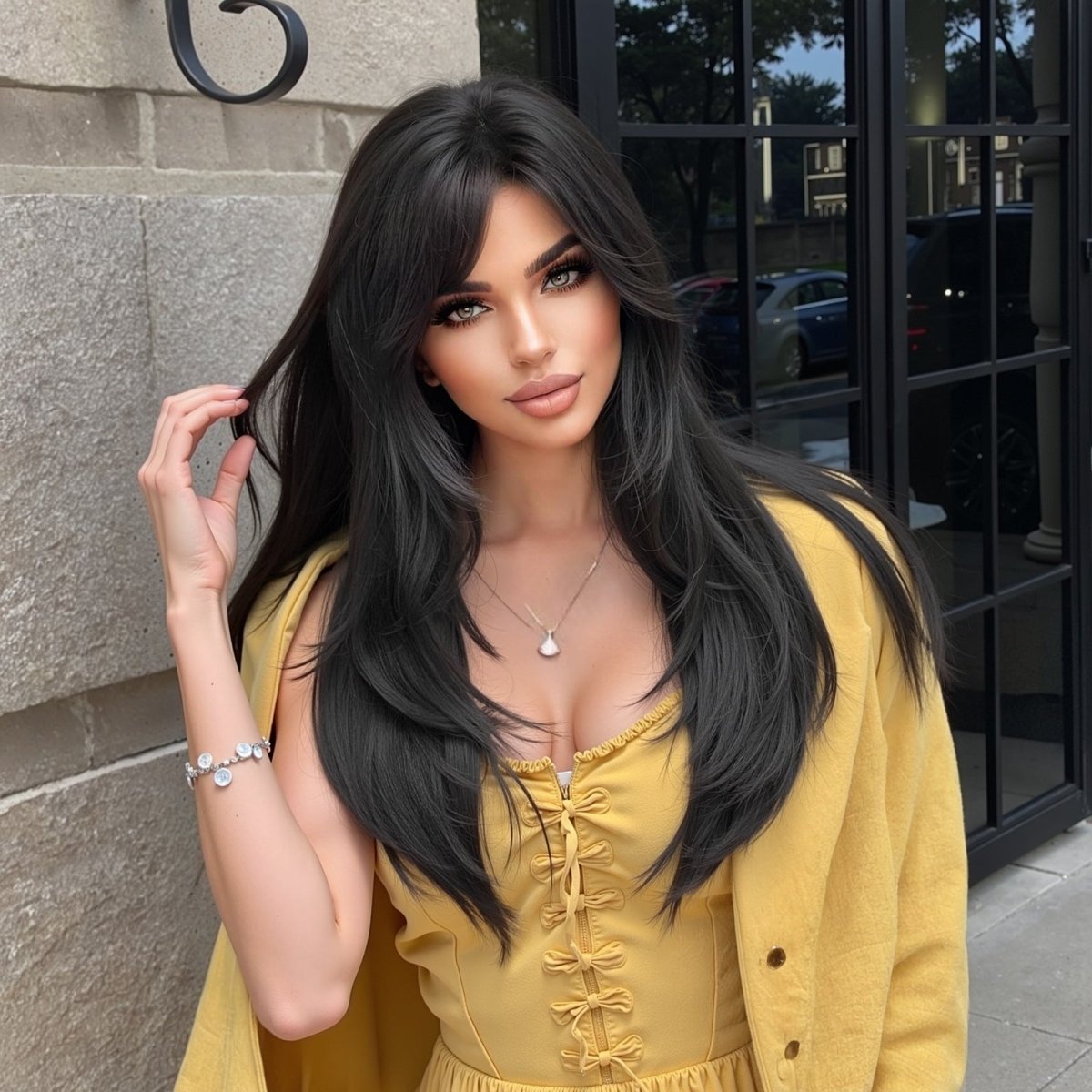 Long Layered Black Wig - MARKETPLACE | Black, Fringe, Synthetic Hair | Milk &amp; Honey Wigs