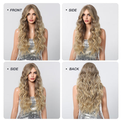 Long Natural Brown Curly Wig natural brown synthetic curly lace front wig | Milk &amp; Honey Wigs