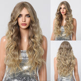 Long Natural Brown Synthetic Curly Wig - MARKETPLACE | Blonde, Fringe, Synthetic Hair | Milk & Honey Wigs