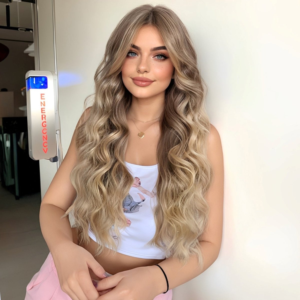 Long Natural Brown Synthetic Curly Wig - MARKETPLACE | Blonde, Fringe, Synthetic Hair | Milk &amp; Honey Wigs