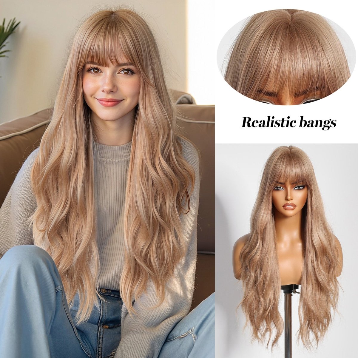 Long Wavy Blonde Wig - MARKETPLACE | Blonde, Fringe, Synthetic Hair | Milk &amp; Honey Wigs