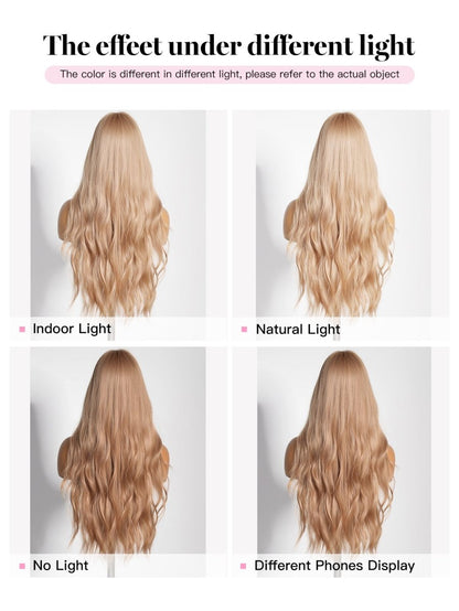 Long wavy blonde synthetic lace front wig | Milk &amp; Honey Wigs