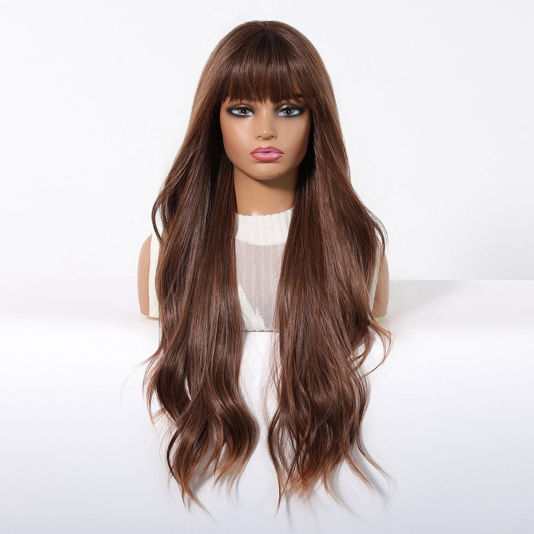 Long Wavy Chestnut Brown Wig - MARKETPLACE | Brown, Fringe, Synthetic Hair | Milk &amp; Honey Wigs