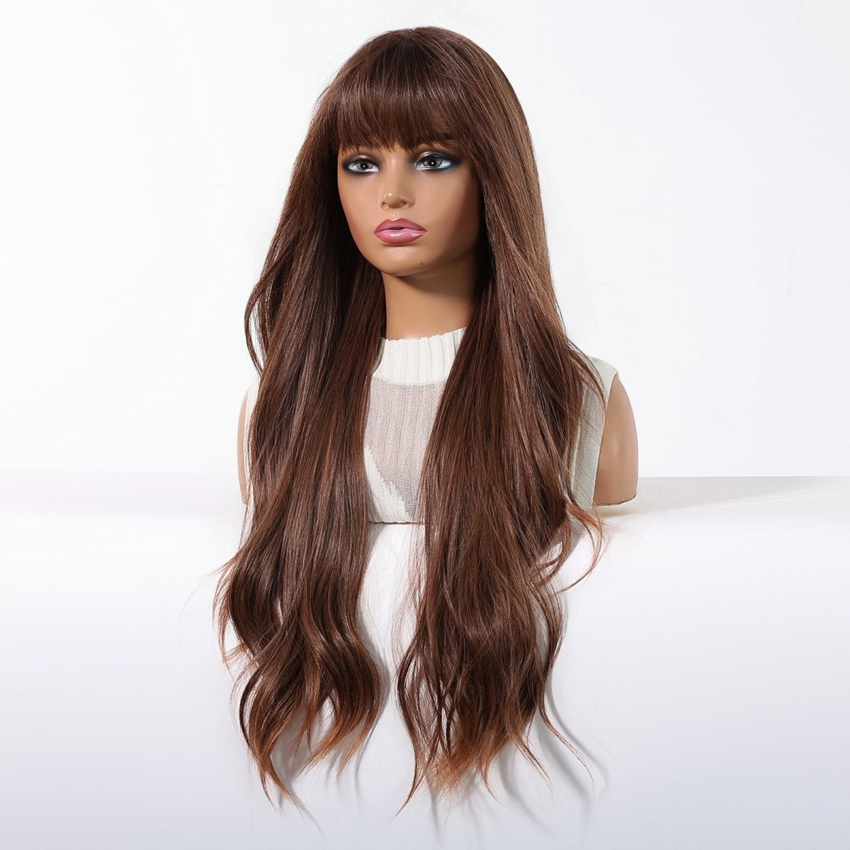 Long Wavy Chestnut Brown Wig - MARKETPLACE | Brown, Fringe, Synthetic Hair | Milk &amp; Honey Wigs