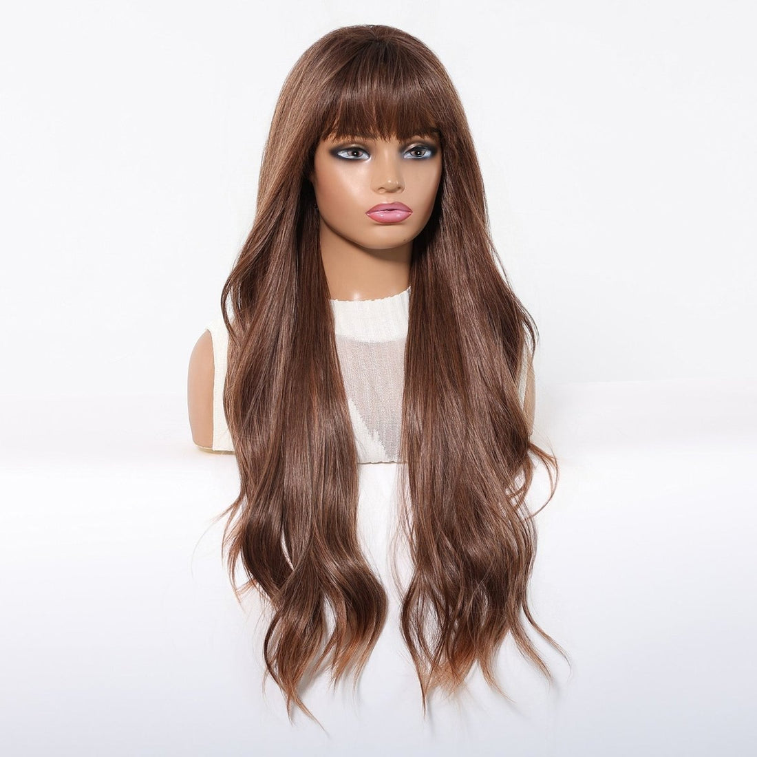 Long Wavy Chestnut Brown Wig - MARKETPLACE | Brown, Fringe, Synthetic Hair | Milk &amp; Honey Wigs
