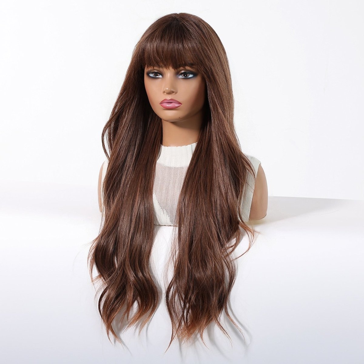 Long Wavy Chestnut Brown Wig - MARKETPLACE | Brown, Fringe, Synthetic Hair | Milk &amp; Honey Wigs