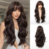 Long Wavy Dark Brown   Wig - MARKETPLACE | Brown, Fringe, Synthetic Hair | Milk & Honey Wigs
