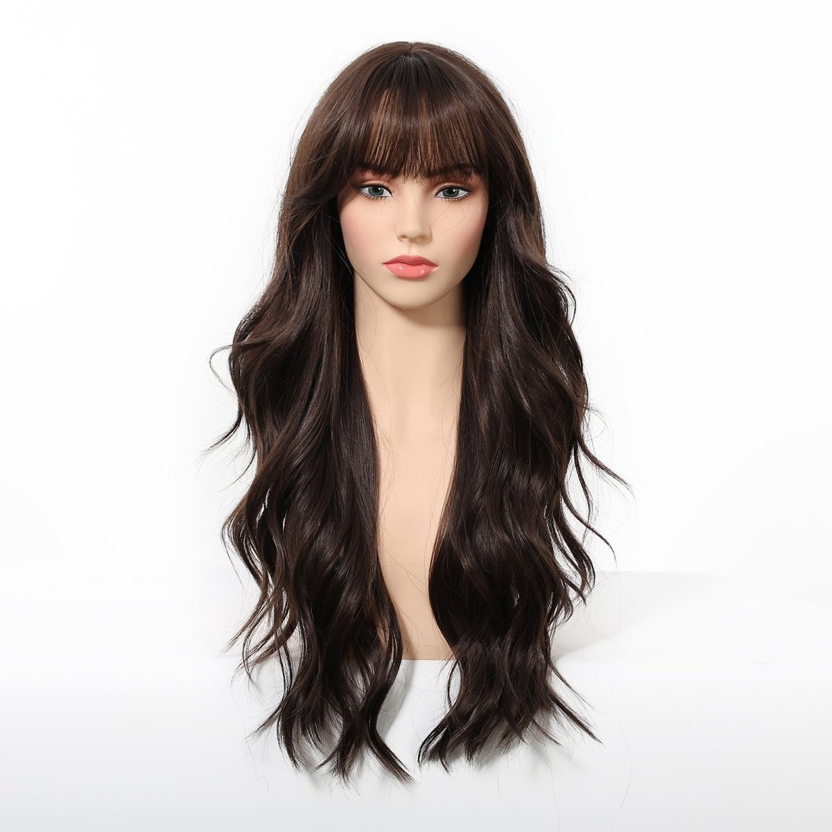 Long Wavy Dark Brown   Wig - MARKETPLACE | Brown, Fringe, Synthetic Hair | Milk &amp; Honey Wigs