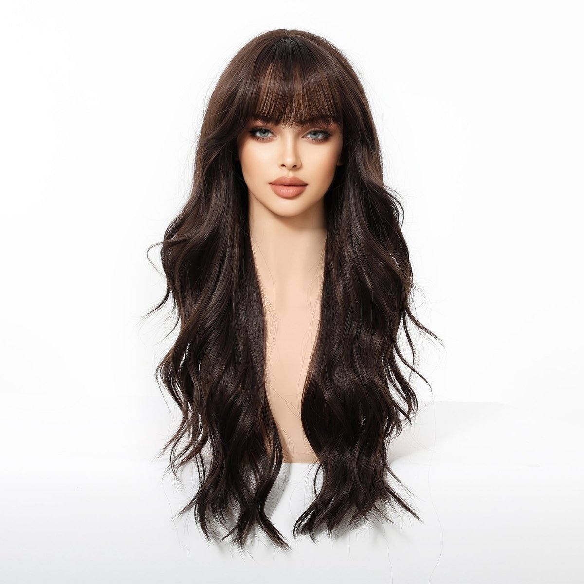Long Wavy Dark Brown   Wig - MARKETPLACE | Brown, Fringe, Synthetic Hair | Milk &amp; Honey Wigs