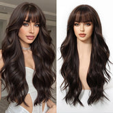 Long Wavy Dark Brown   Wig - MARKETPLACE | Brown, Fringe, Synthetic Hair | Milk & Honey Wigs