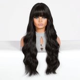 Long Wavy Natural  Black with bangs  Wig - MARKETPLACE | Black, Fringe, Synthetic Hair | Milk & Honey Wigs
