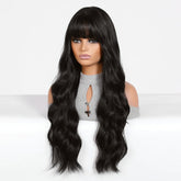 Long Wavy Natural  Black with bangs  Wig - MARKETPLACE | Black, Fringe, Synthetic Hair | Milk & Honey Wigs