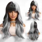 Long Wavy Ombre Wig- MARKETPLACE | Grey, Fringe, Synthetic Hair | Milk & Honey Wigs