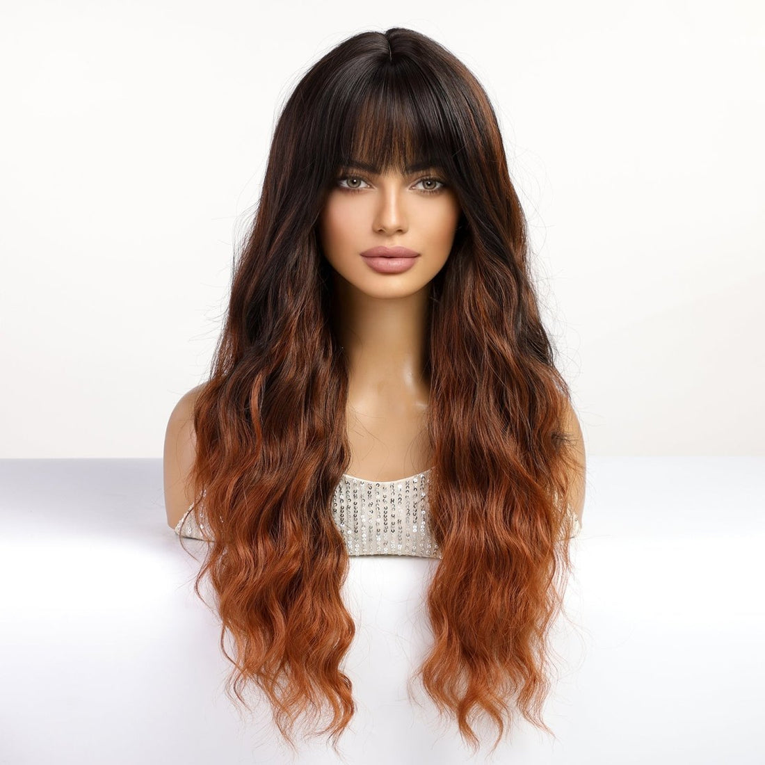 Long Wavy Ombre Wig - MARKETPLACE | Brown, Fringe, Synthetic Hair | Milk &amp; Honey Wigs