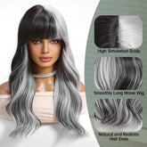 Long Wavy Ombre Wig- MARKETPLACE | Grey, Fringe, Synthetic Hair | Milk & Honey Wigs