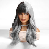 Long Wavy Ombre Wig- MARKETPLACE | Grey, Fringe, Synthetic Hair | Milk & Honey Wigs