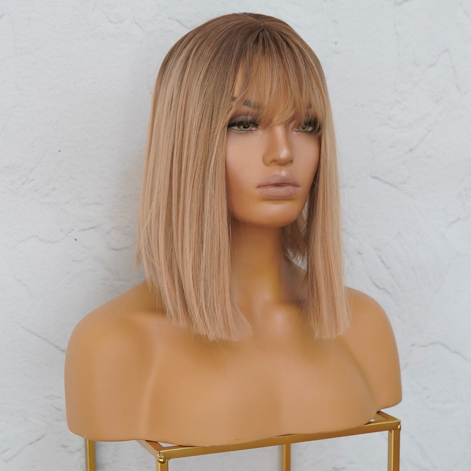 LUCIANA - Ombre Blonde - Fringe Wig | Blonde, 14 Inch, Fringe, Synthetic Hair | Milk &amp; Honey Wigs