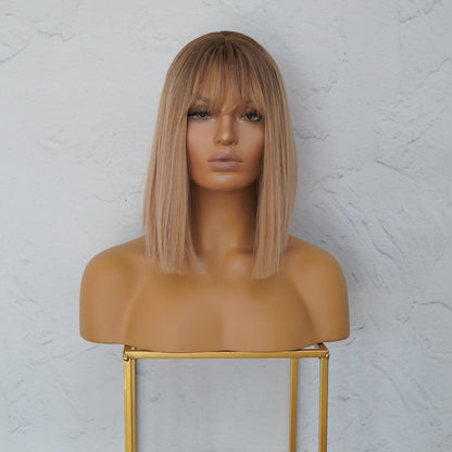 LUCIANA - Ombre Blonde - Fringe Wig | Blonde, 14 Inch, Fringe, Synthetic Hair | Milk &amp; Honey Wigs