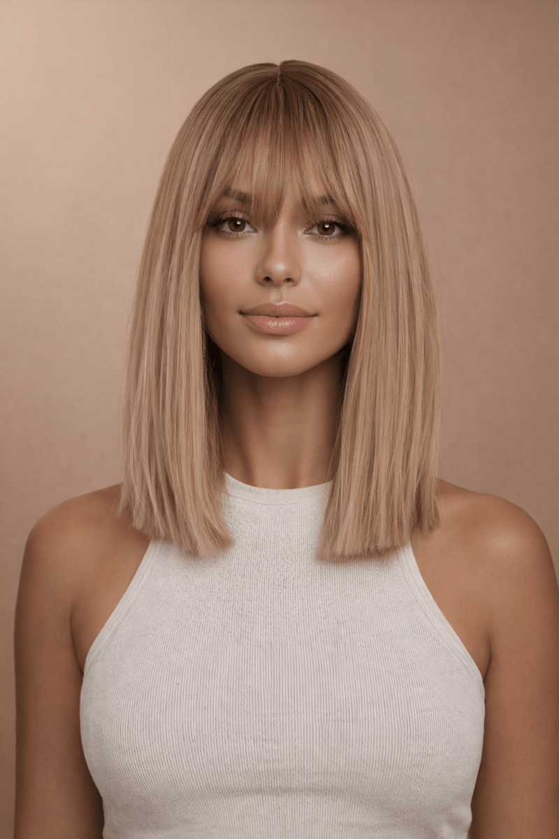 LUCIANA - Ombre Blonde - Fringe Wig | Blonde, 14 Inch, Fringe, Synthetic Hair | Milk &amp; Honey Wigs