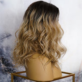 LUCY - Caramel - Lace Front Wig | Brown, 16 Inch, T-Part Lace Front, Synthetic Hair | Milk & Honey Wigs