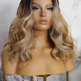 LUCY - Caramel - Lace Front Wig | Brown, 16 Inch, T-Part Lace Front, Synthetic Hair | Milk & Honey Wigs