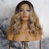 LUCY - Caramel - Lace Front Wig | Brown, 16 Inch, T-Part Lace Front, Synthetic Hair | Milk & Honey Wigs