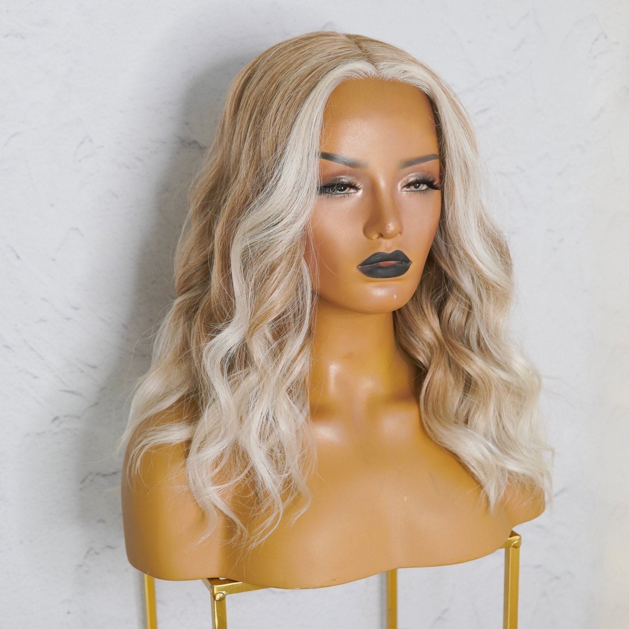 LUCY - Frosted Blonde - Lace Front Wig | Blonde, 16 Inch, T-Part Lace Front, Synthetic Hair | Milk &amp; Honey Wigs